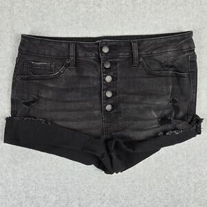 Just USA Shorts Womens Size 31 Black Denim Cut Offs Button Fly